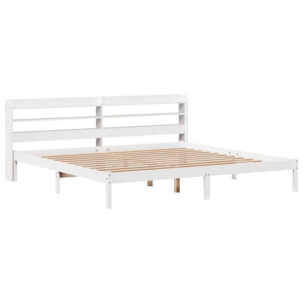 Bed Frame without Mattress White 200x200 cm Solid Wood Pine